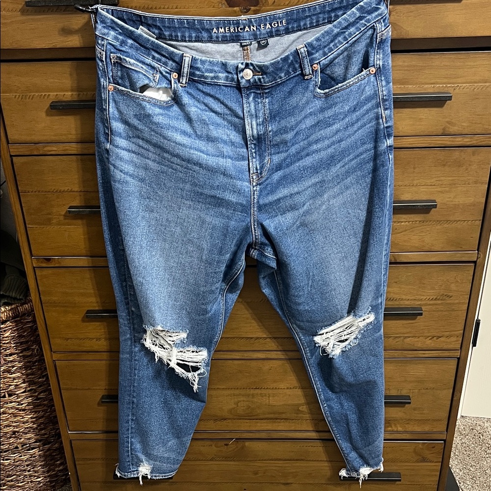 American Eagle Outfitters Distressed Ankle Jeans in Blue